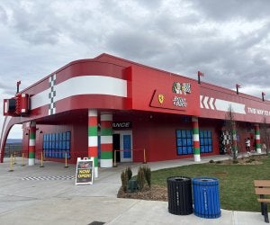 Lego Ferrari Build & Race is Legoland New York: Build and Race outside. author photo